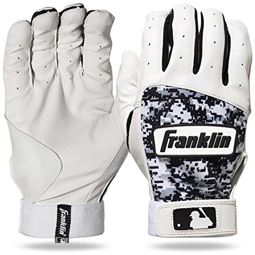 Franklin Sports MLB Digitek Baseball Batting Gloves - Gray/White/Black for Adults - X-Large Size