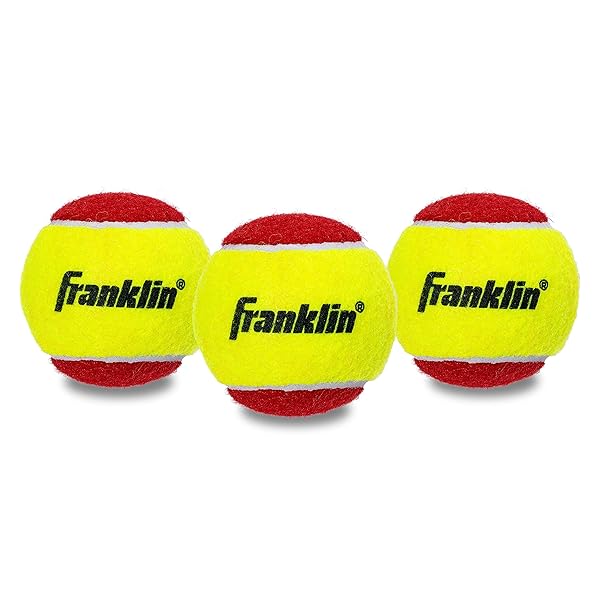 Franklin Sports Starter Tennis Balls - Pressureless, Low Bounce, Perfect for Beginners & Training - 3 Pack for All Court Surfaces