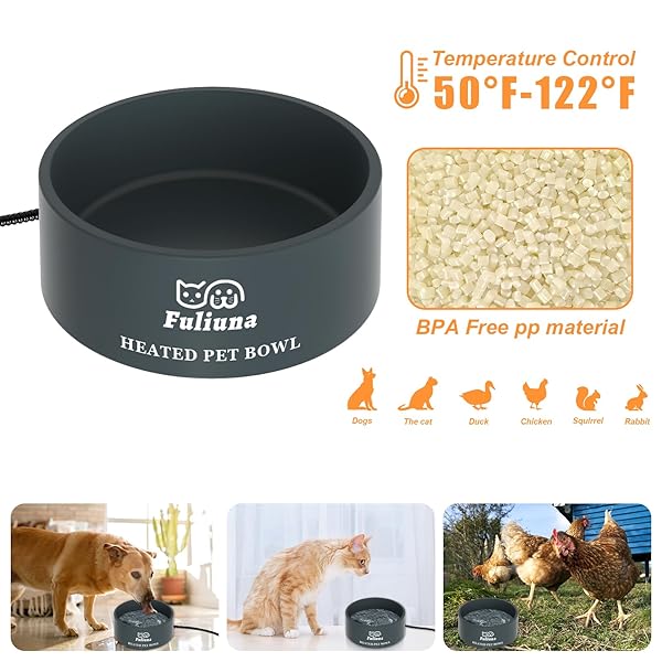 Fuliuna Large Heated Water Bowl for Pets Outdoor Chew Resistant Thermal Bowl Provides Drinkable Water in Winter for Dogs Cats Rabbits and More - Image 4