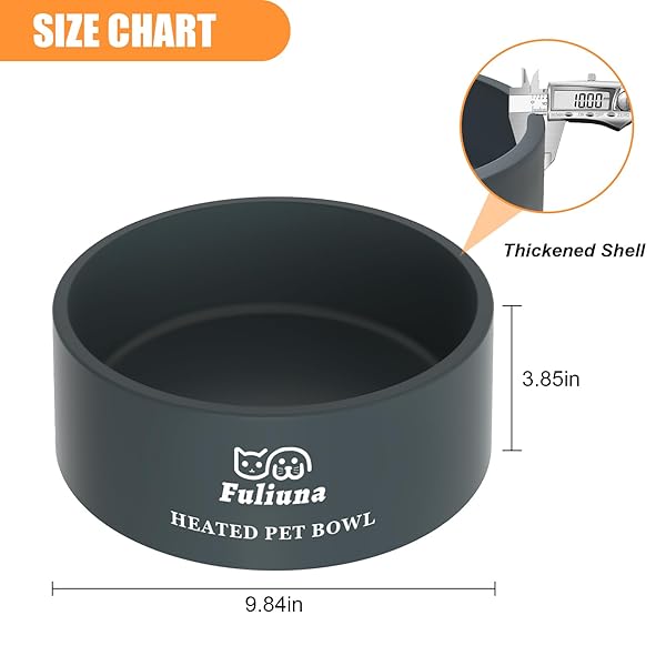 Fuliuna Large Heated Water Bowl for Pets Outdoor Chew Resistant Thermal Bowl Provides Drinkable Water in Winter for Dogs Cats Rabbits and More - Image 5