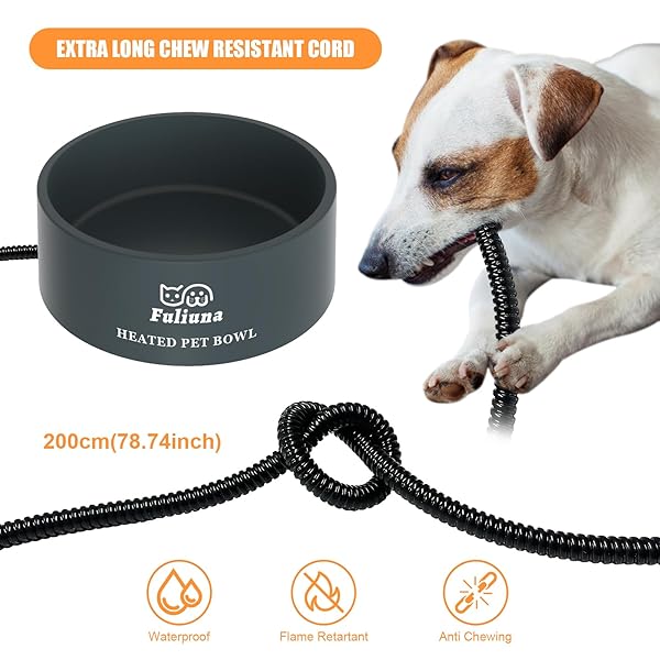 Fuliuna Large Heated Water Bowl for Pets Outdoor Chew Resistant Thermal Bowl Provides Drinkable Water in Winter for Dogs Cats Rabbits and More - Image 7