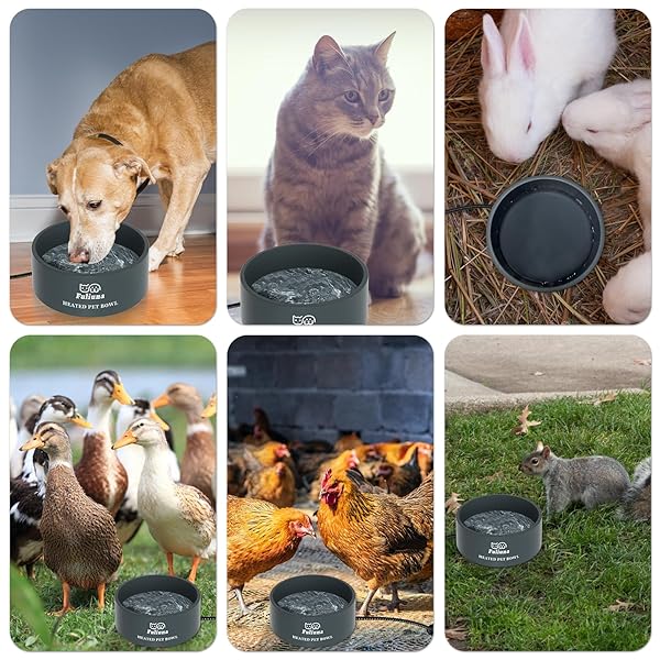 Fuliuna Large Heated Water Bowl for Pets Outdoor Chew Resistant Thermal Bowl Provides Drinkable Water in Winter for Dogs Cats Rabbits and More - Image 8