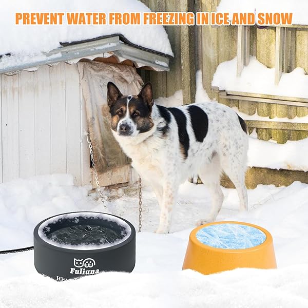 Fuliuna Large Heated Water Bowl for Pets Outdoor Chew Resistant Thermal Bowl Provides Drinkable Water in Winter for Dogs Cats Rabbits and More - Image 9
