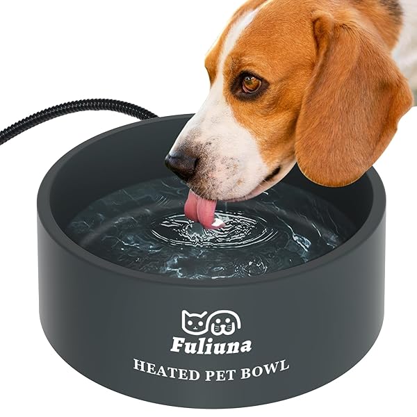Fuliuna Large Heated Water Bowl for Pets Outdoor Chew Resistant Thermal Bowl Provides Drinkable Water in Winter for Dogs Cats Rabbits and More - Image 2
