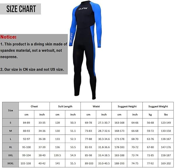 Full Body Dive Wetsuit for Men and Women UV Protection Long Sleeve Swimwear for Snorkeling Surfing Scuba Diving Kayaking XL - Image 5