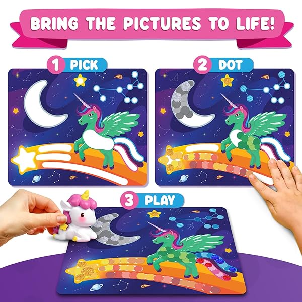 Funcils Dot Art Activity Unicorn and Princess Sticker Kit Toddler Art Supplies Birthday Gifts for Kids Ages 3 to 7 Travel Toys - Image 5