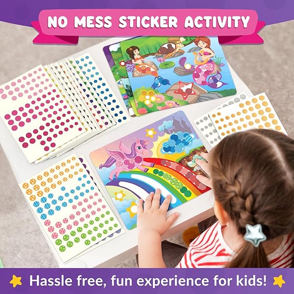 Funcils Dot Art Activity Unicorn and Princess Sticker Kit Toddler Art Supplies Birthday Gifts for Kids Ages 3 to 7 Travel Toys - Image 9