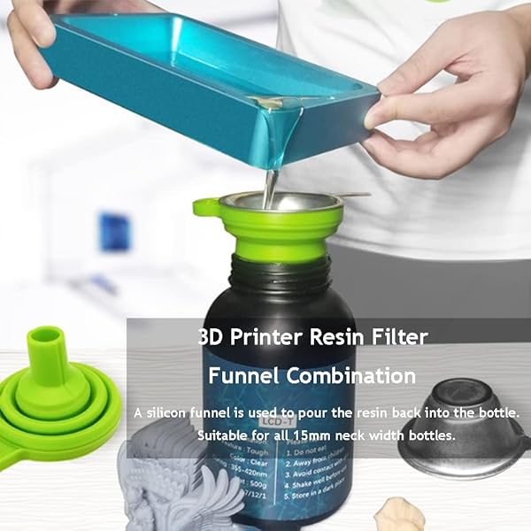 Foldable Silicone Funnel with Metal Filter Mesh for 15mm Bottles - Perfect for 3D Printer Resin Curing - Image 3