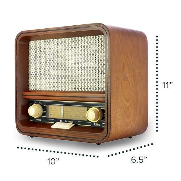 Fuse RAD-V1 Vintage Wood Retro Radio: Bluetooth AM/FM Speaker in Mid Century Modern Design - Image 4