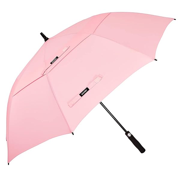 G4Free 54 Inch Automatic Open Golf Umbrella Extra Large Oversize Double Canopy Vented Windproof Waterproof Stick Umbrellas (Light Pink)