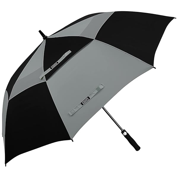 G4Free 54 Inch Automatic Open Golf Umbrella Windproof Extra Large Double Canopy Waterproof Stick Umbrella for Men Black Gray