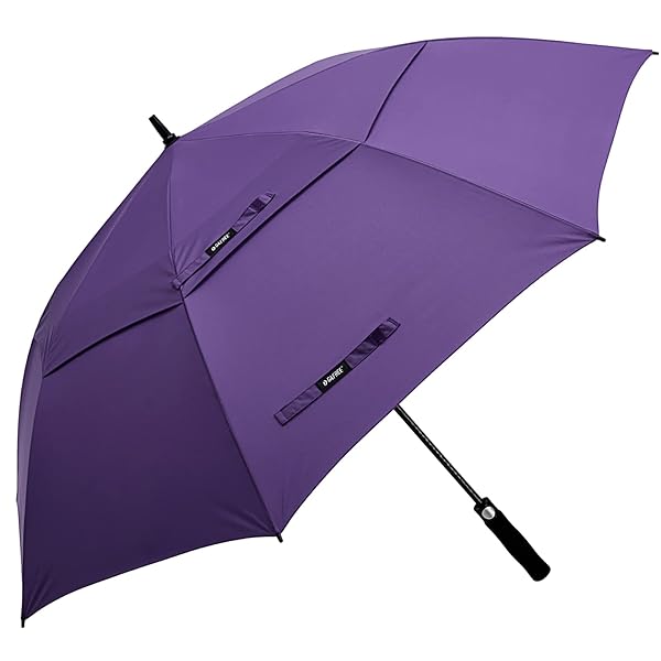 G4Free 62 Inch Automatic Open Golf Umbrella Extra Large Double Canopy Windproof Waterproof Purple