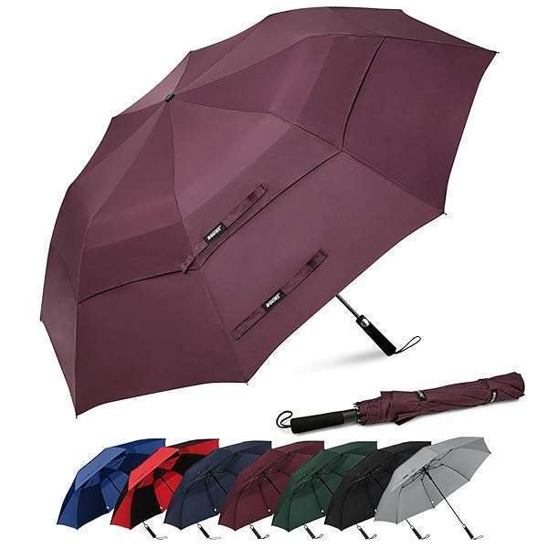 G4Free G4Free 62-Inch Portable Golf Umbrella - Windproof, Waterproof, Automatic Open, Oversized Canopy for Men & Women (Wine Red)