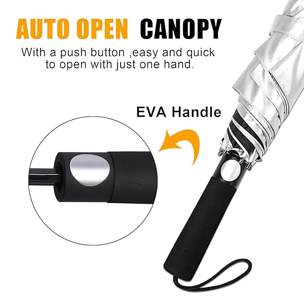 G4Free 62 Inch Portable UV Protection Large Golf Umbrella, Automatic Open Double Canopy Big Sun Windproof Oversize Sports Umbrella(Silver Lake Blue) - Image 6