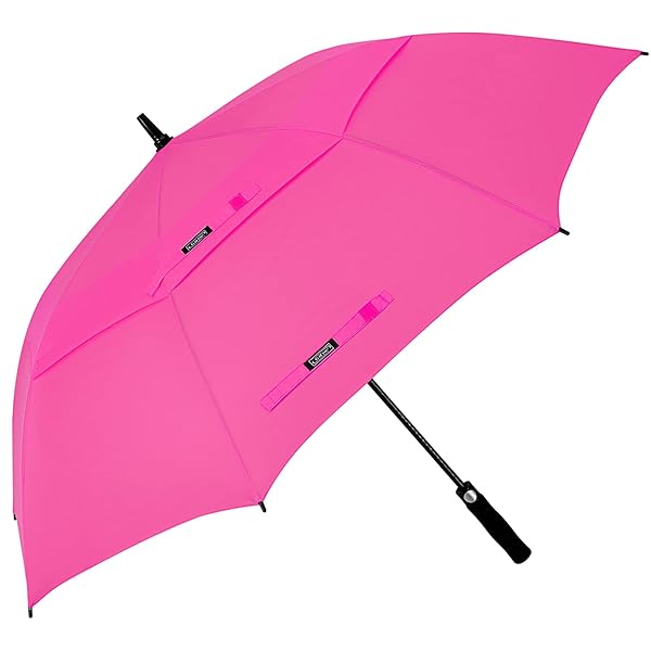G4Free 68 Inch Automatic Open Golf Umbrella Extra Large Double Canopy Windproof Waterproof Pink