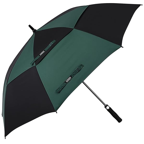 G4Free 68 Inch Automatic Open Golf Umbrella Extra Large Windproof Waterproof Stick Umbrella Black Dark Green