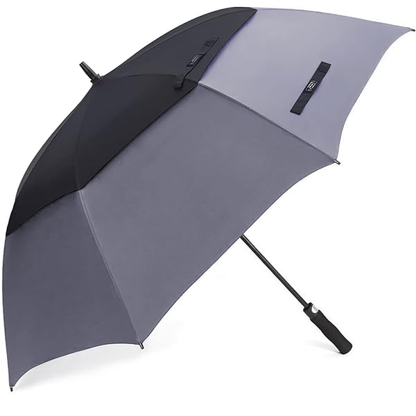 G4Free 68 Inch Automatic Open Golf Umbrella Extra Large Windproof Waterproof Double Canopy Black Grey