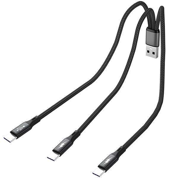 GELRHONR USB C Splitter Cable: 3-in-1 Fast Charge Nylon Braided Cord for Mobile & Android - 0.65FT Length - Image 9