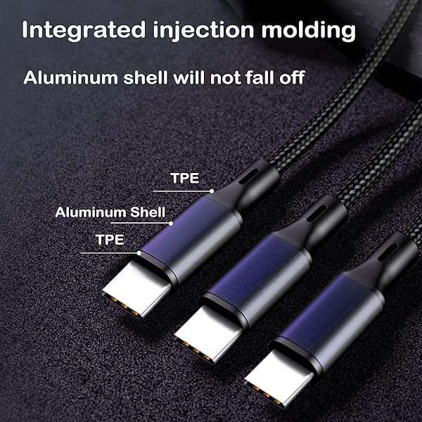 GELRHONR USB C Splitter Cable: 3-in-1 Fast Charge Nylon Braided Cord for Mobile & Android - 5A, 3x1.2m Length - Image 6