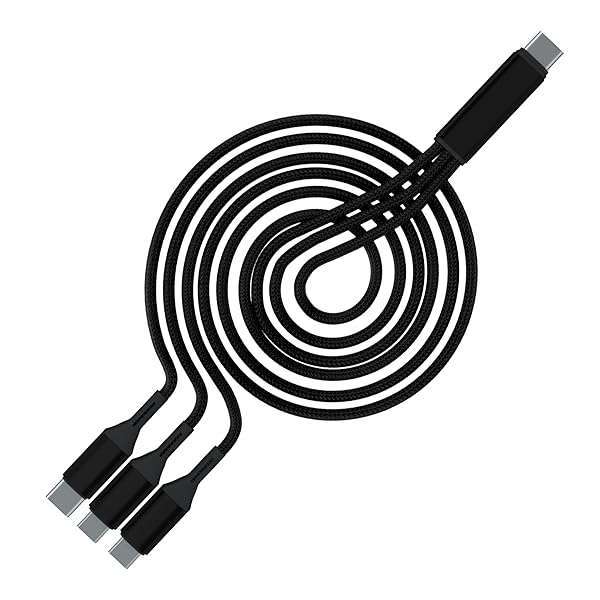 GELRHONR USB C Splitter Cable: 3-in-1 Fast Charge Nylon Braided Cord for Mobile & Android - 5A, 3x1.2m Length - Image 10