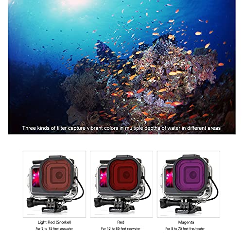 GEPULY Waterproof Case for GoPro Hero 13-9: 60M Dive Housing with Red, Snorkel & Macro Filters - Image 7