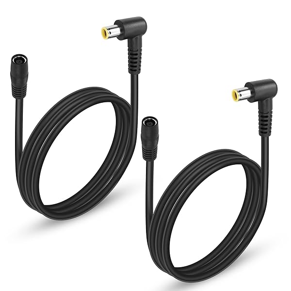 GINTOOYUN 2 Pcs DC7909 Power Cord 14AWG DC7.9mmx0.9mm Right Angle 90 Degree Male to DC7.9mmx0.9mm Female Power Extension Cable for Solar