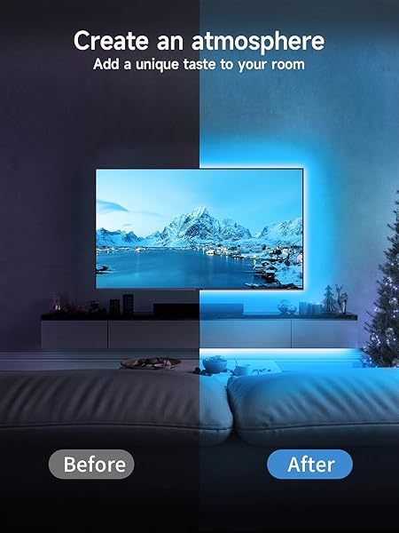 GIPOYENT 13.1Ft LED TV Lights for 40-65 Inch TVs Bluetooth RGB Color Changing Light Strip for Home Theater - Image 7