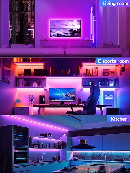 GIPOYENT 13.1Ft LED TV Lights for 40-65 Inch TVs Bluetooth RGB Color Changing Light Strip for Home Theater - Image 8