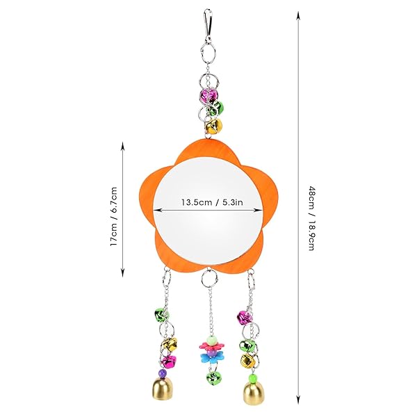 GLOGLOW Bird Mirror Toy Hanging Parrot Mirror with Colored Bells Interactive Toy for Chicks Hens Cockatiel Parakeets Canaries Budgie - Image 6