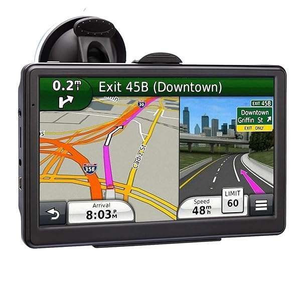 HUTNVEA 2024 7-Inch Touch Screen Car GPS: Voice Navigation, Speed Alerts & Free North America Map Updates