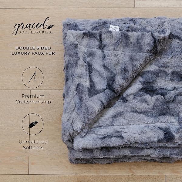 "GRACED SOFT LUXURIES Oversized Faux Fur Throw Blanket - Cozy, Elegant Living Room Decor (XL 60"x80", Marbled Gray)" - Image 6