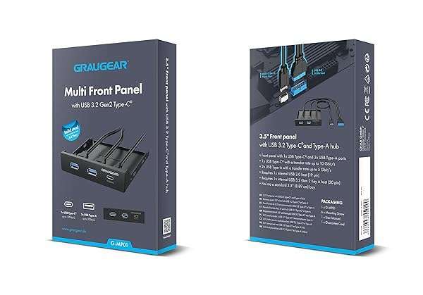 "Upgrade Your PC with GRAUGEAR 3.5" USB Hub: 20Gbps USB3.2 Gen2 & USB 3.0 Ports for Fast Connectivity" - Image 11