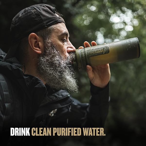 GRAYL UltraPress 16.9 oz Water Purifier Bottle for Hiking & Travel - Olive Drab Filter for Survival & Backpacking - Image 9
