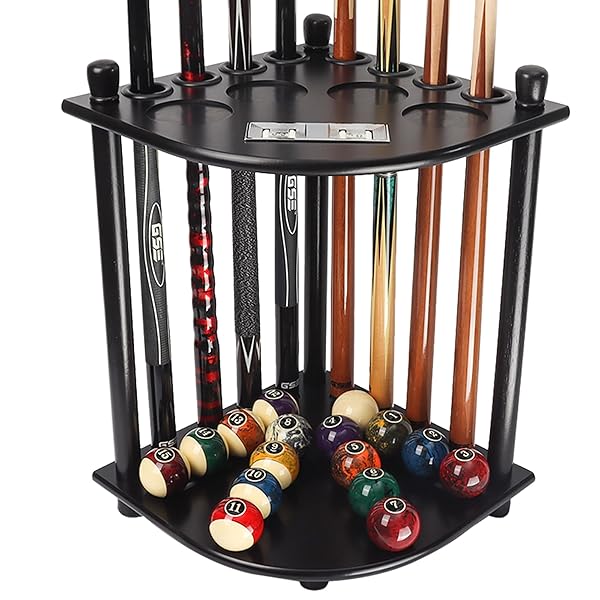 Corner-Style Billiards Pool Cue Rack with Score Counters - Holds 8 Cues & Balls | GSE Games & Sports Expert - Image 3