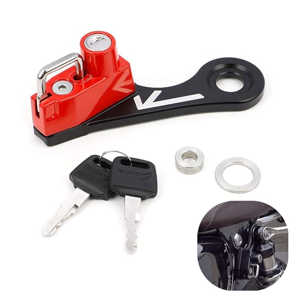GUAIMI Motorcycle Helmet Lock Anti Theft Security Lock for Twins Bonneville Thruxton Scrambler Red