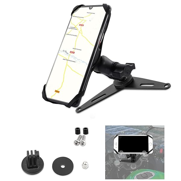 GUAIMI Motorcycle Phone Mount 360 Degree Rotation Cellphone Holder for Kawasaki Ninja 400 2018 to 2020 with Camera Rack and GPS Bracket