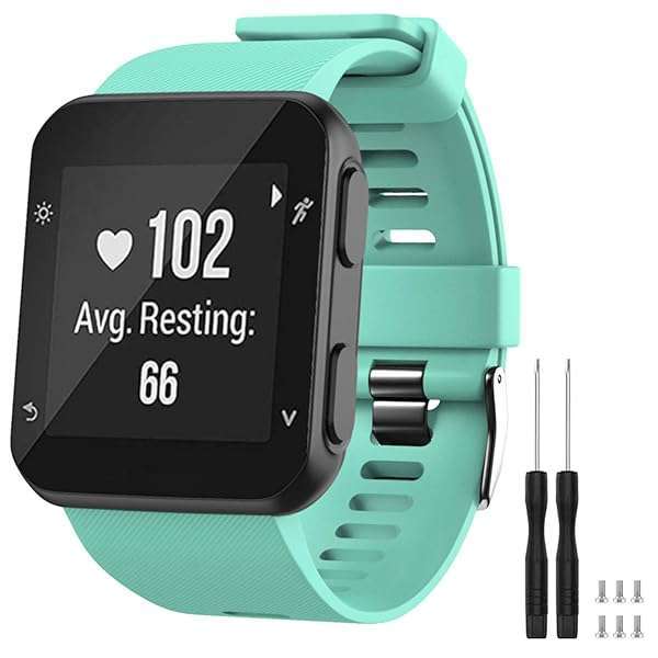 GVFM Soft Silicone Replacement Band for Garmin Forerunner 35 - Teal Strap for 5.11-9.05 Inch Wrists