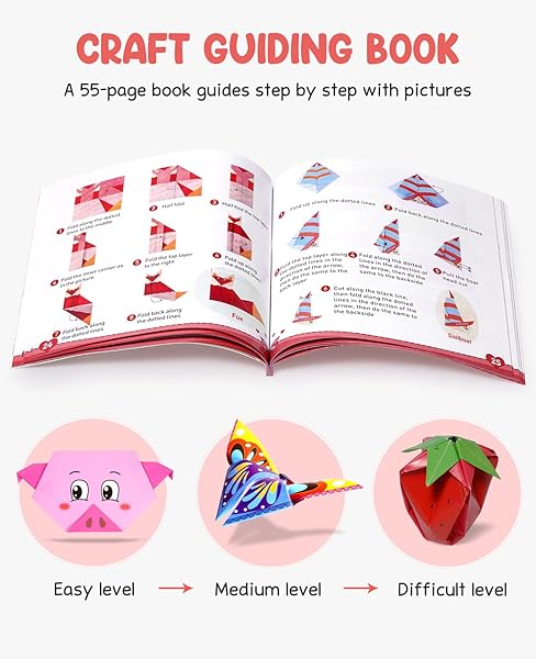 Gamenote Colorful Origami Kit for Kids 54 Projects 120 Double Sided Paper Instructional Book Perfect Gift for Beginners and Craft Lovers - Image 5