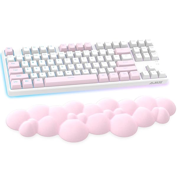 Ergonomic Pink Gaming Keyboard Wrist Rest Pad - Memory Foam Palm Support for Pain Relief & Comfort