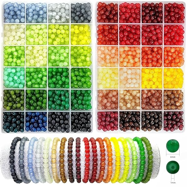 2600PCS 6mm Glass Beads Jewelry Making Kit 48 Colors Crystal Beads for Bracelets Christmas Colors Round Beads Ideal for Beginners - Image 2