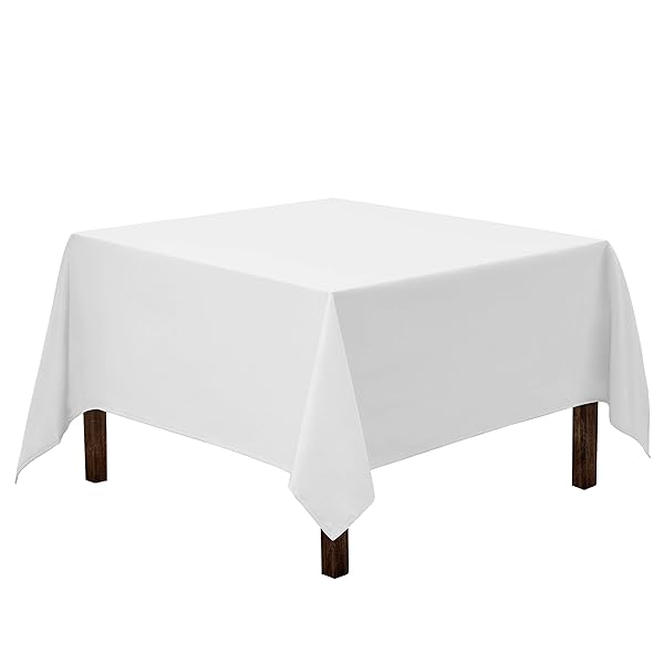 Gee Di Moda 70x70 Inch White Tablecloth - Heavy Duty Washable for Weddings, Parties & Buffets