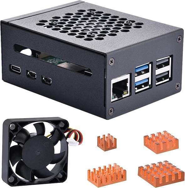 GeeekPi GeeekPi Metal Case for Raspberry Pi 5, Pi 5 Case with 4010 PWM Fan and Copper Heatsinks for Raspberry Pi 5 4GB/8GB, Support Official Pi 5 Active Cooler, X1000/X1001/X1003/N04/N05 PCIe Peripheral Board