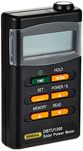 General Tools DBTU1300 Handheld Digital Solar BTU Power Tester Meter - 4 Digit LCD, Wide Spectral Range, Cosine Corrected