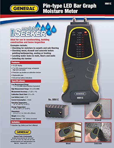 General Tools MM1E Moisture Meter: Accurate Pin Type with LED Bar Graph for Easy Reading - Image 6
