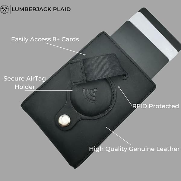 Genuine Leather Airtag Wallet Bifold for Apple Air Tag GPS Minimalist RFID Blocking Slim Wallet with Money Clip Gift Box Black - Image 7