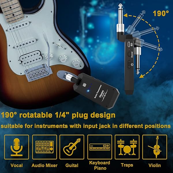 Getaria Wireless Guitar Transmitter Receiver Set 58GH 4 Channel System for Electric Bass Cordless Amplifier Guitar Cable Jack - Image 6