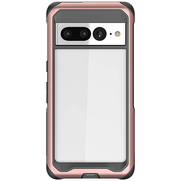 Ghostek ATOMIC Slim Clear Pixel 7 Case for Women Rugged Shockproof Protection with Aluminum Bumper Designed for 2022 Google Pixel 7 Pink