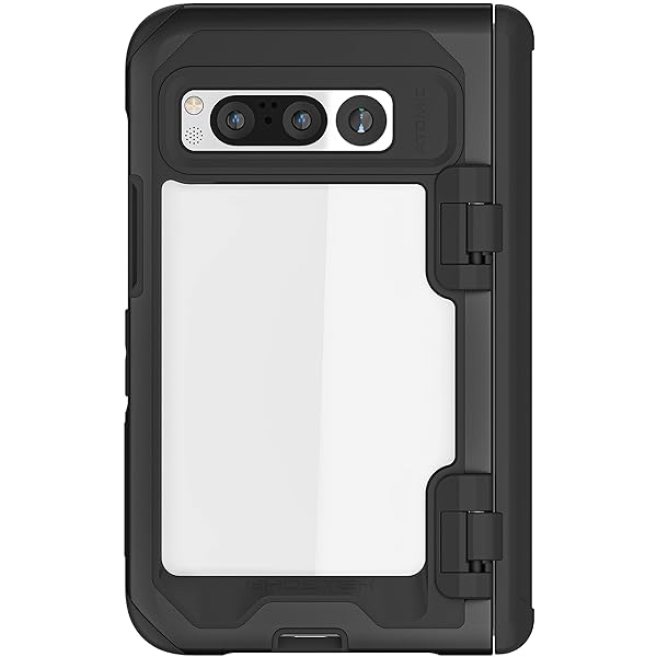 Ghostek ATOMIC Slim Clear Case for Google Pixel Fold with Aluminum Bumper Heavy Duty Shockproof Protection Designed for 2023 Model Black