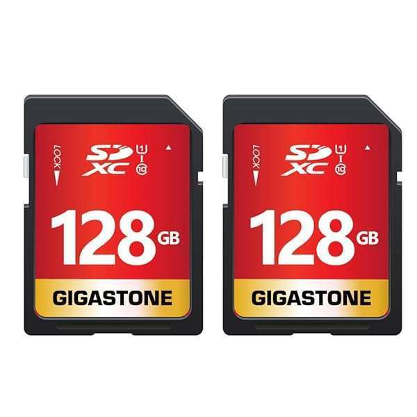Gigastone 128GB SD Card 2-Pack UHS-I U1 Class 10 for Canon, Nikon, Sony - Full HD Video Memory Card