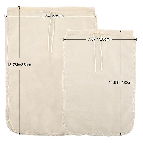 Gjinxi Nut Milk Cloth Strainer 3 Pcs Reusable Cotton Filter Bags for Almond Soy Oat Milk Tea Juices Cold Brew Coffee Cream Color - Image 4